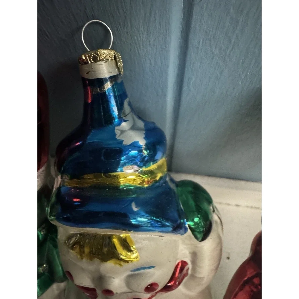 Lot of 3 Blown Glass Tree Ornaments Vtg‎ Christmas Nutcrackers and Snowman